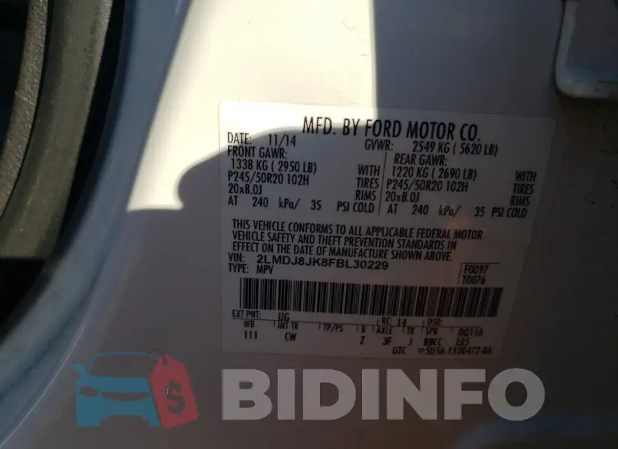 2LMDJ8JK8FBL30229 Photo# 12