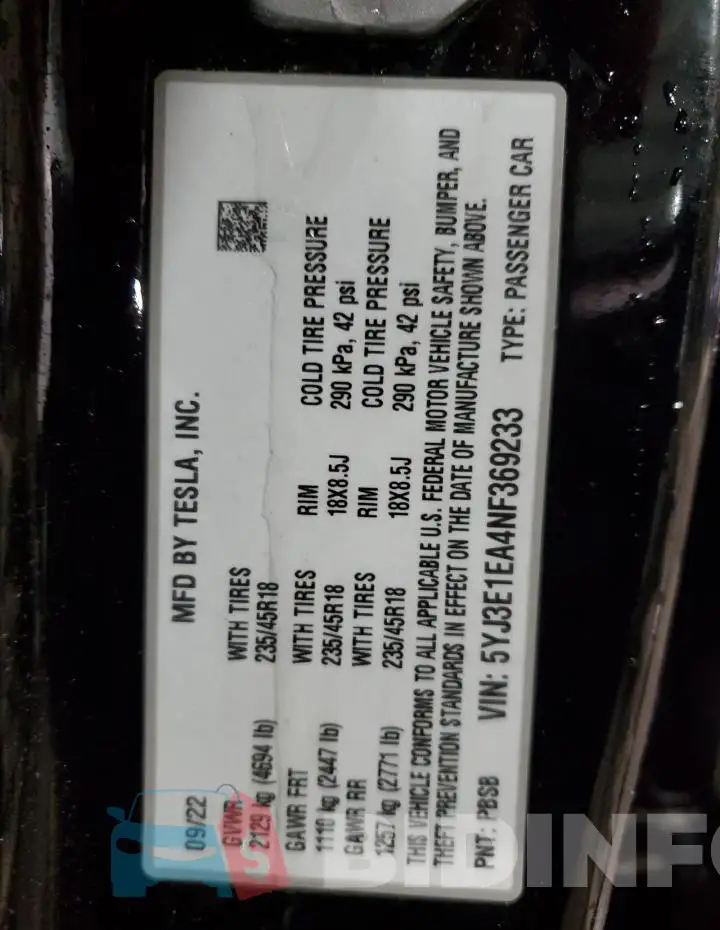5YJ3E1EA4NF369233 Photo# 13