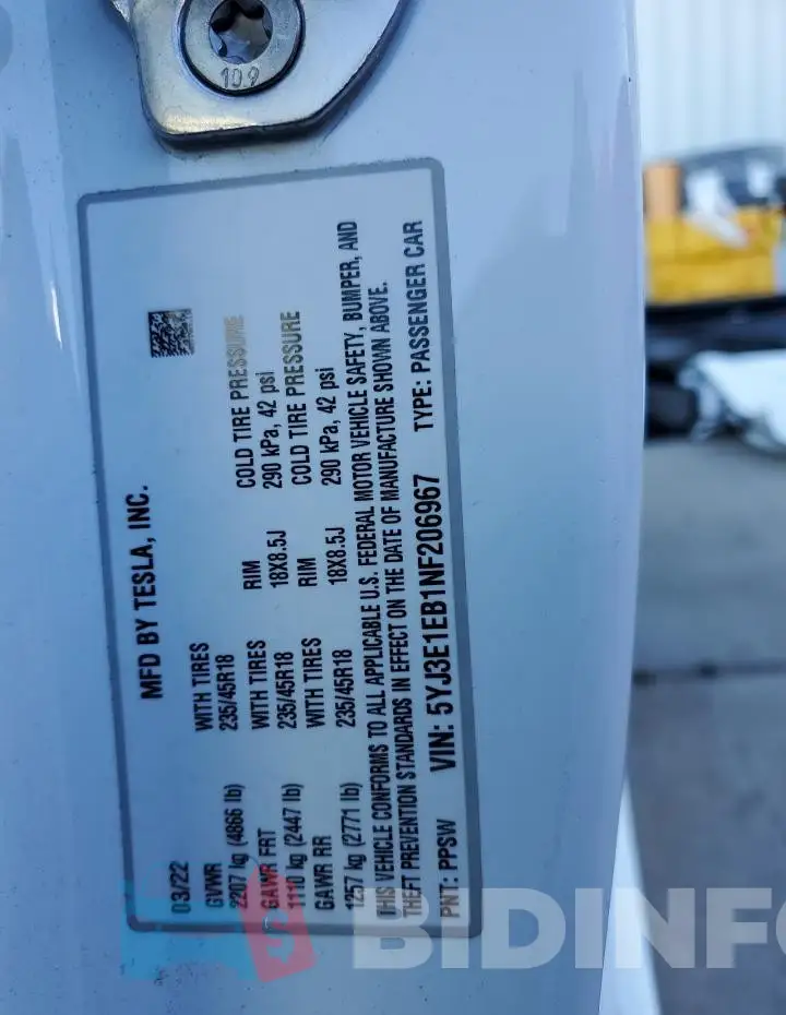 5YJ3E1EB1NF206967 Photo# 13