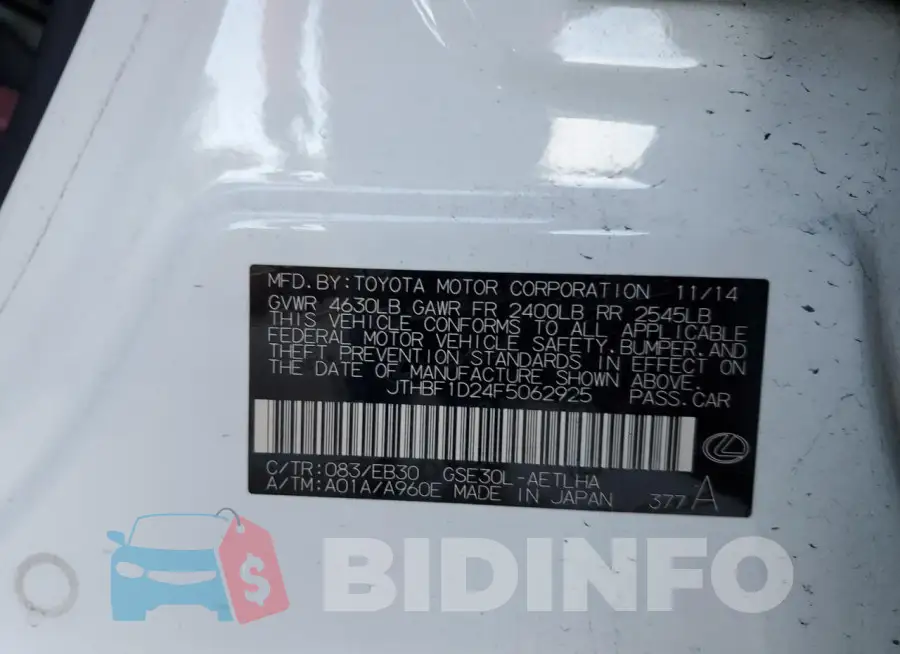 JTHBF1D24F5062925 Photo# 12
