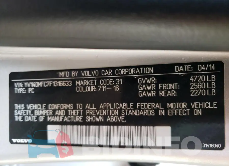YV140MFC7F1316633 Photo# 12
