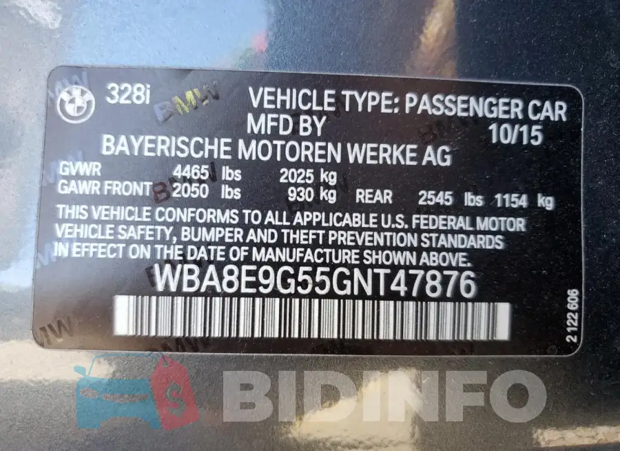 WBA8E9G55GNT47876 Photo# 12