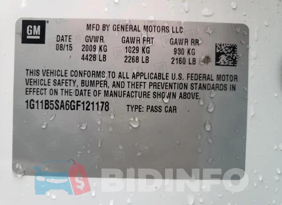 1G11B5SA6GF121178 Photo# 12