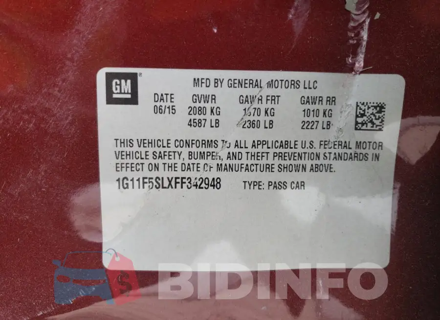 1G11F5SLXFF342948 Photo# 12