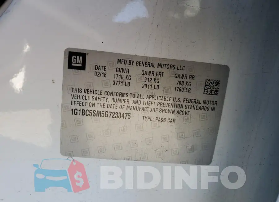 1G1BC5SM5G7233475 Photo# 13
