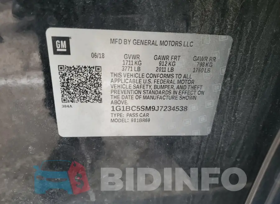 1G1BC5SM9J7234538 Photo# 12