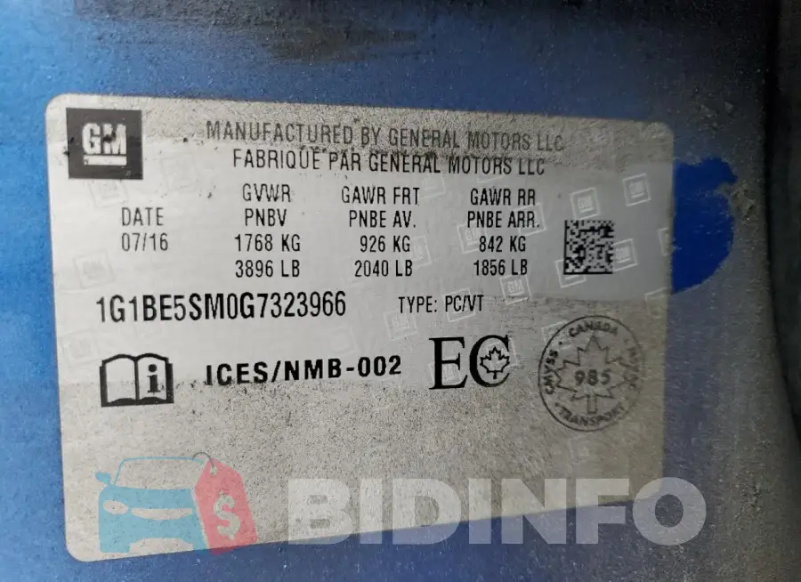 1G1BE5SM0G7323966 Photo# 12