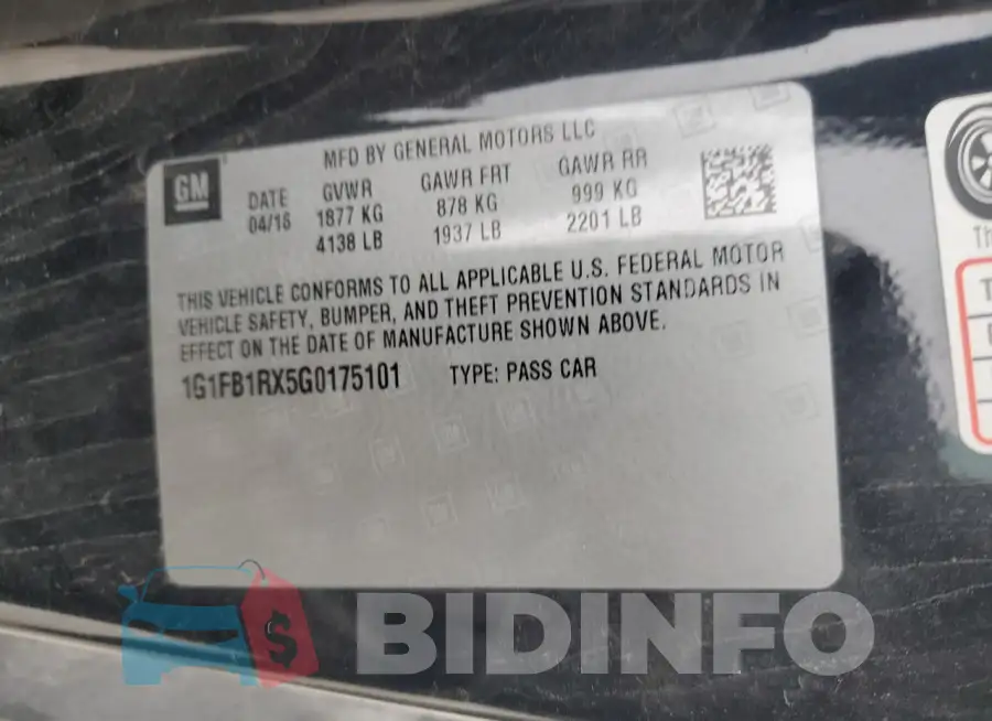 1G1FB1RX5G0175101 Photo# 12