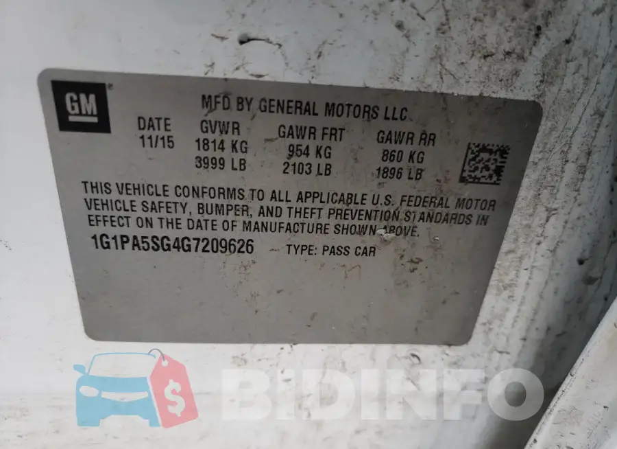 1G1PA5SG4G7209626 Photo# 12