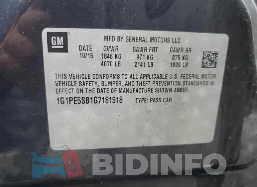 1G1PE5SB1G7181518 Photo# 12
