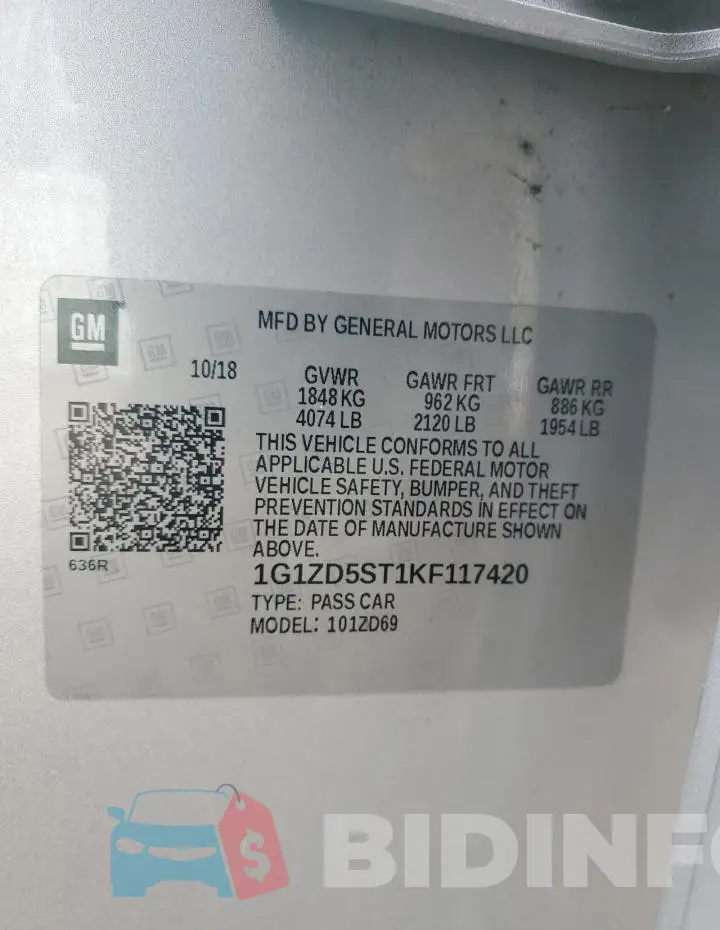 1G1ZD5ST1KF117420 Photo# 12