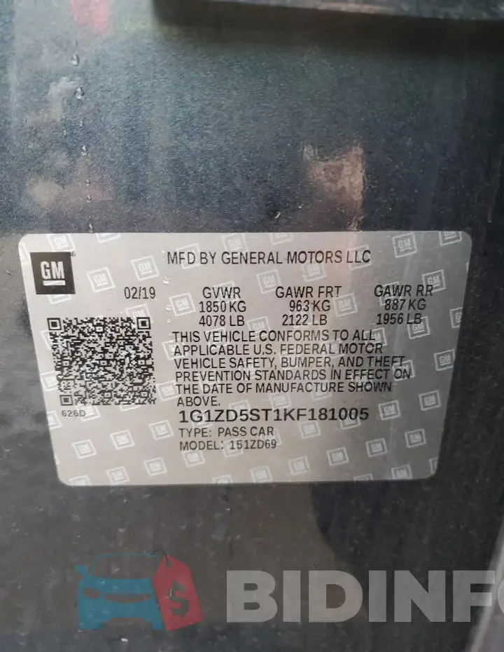 1G1ZD5ST1KF181005 Photo# 12