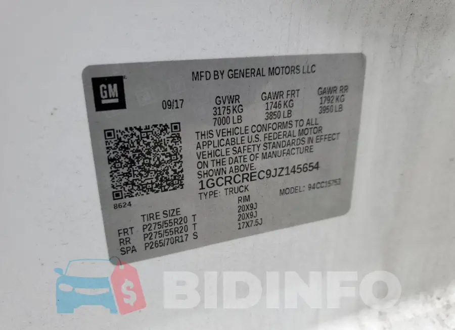 1GCRCREC9JZ145654 Photo# 12