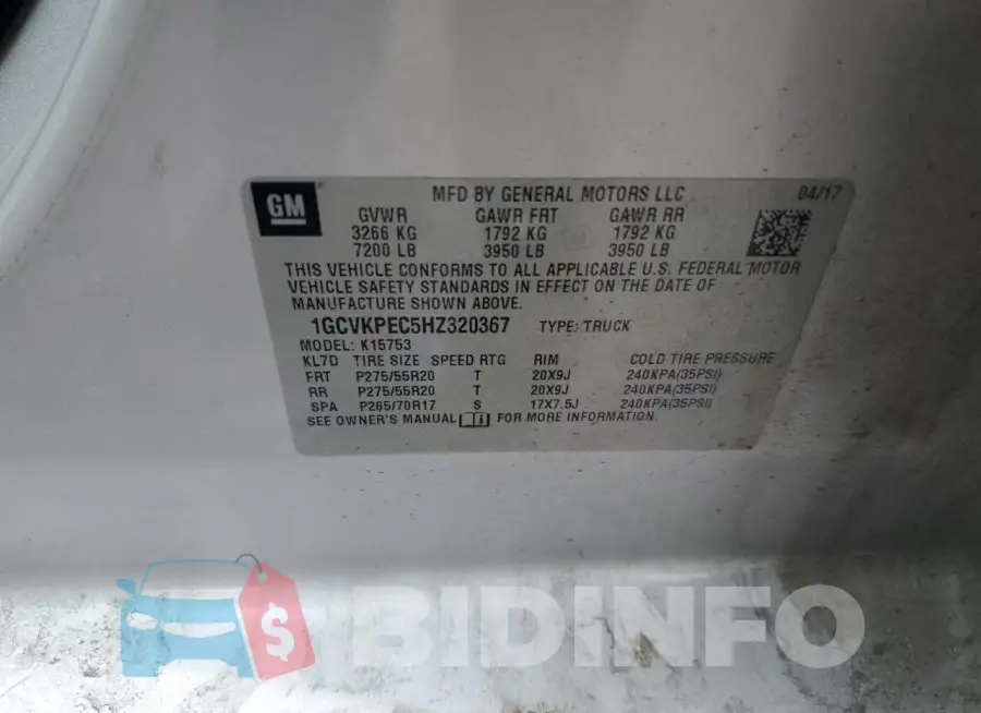1GCVKPEC5HZ320367 Photo# 12
