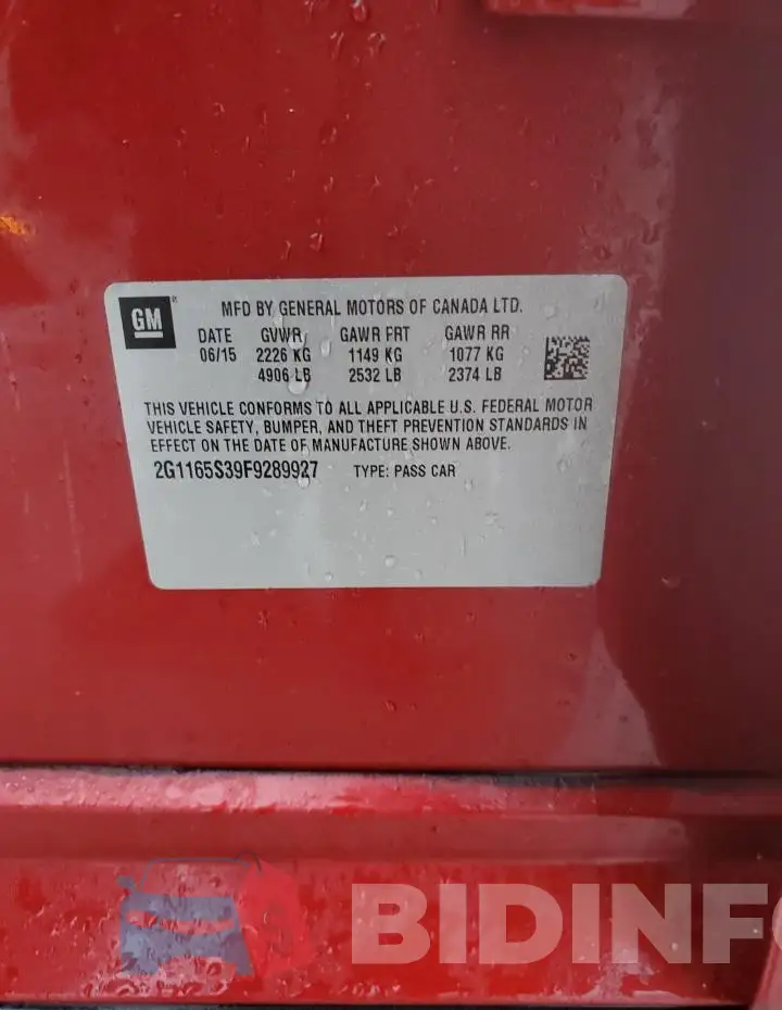 2G1165S39F9289927 Photo# 13