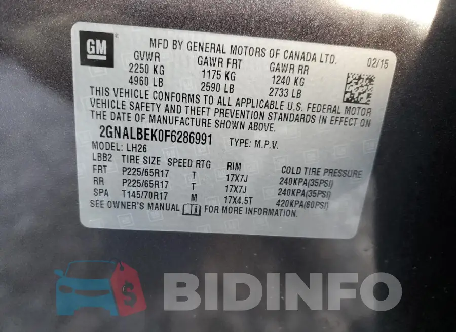 2GNALBEK0F6286991 Photo# 13