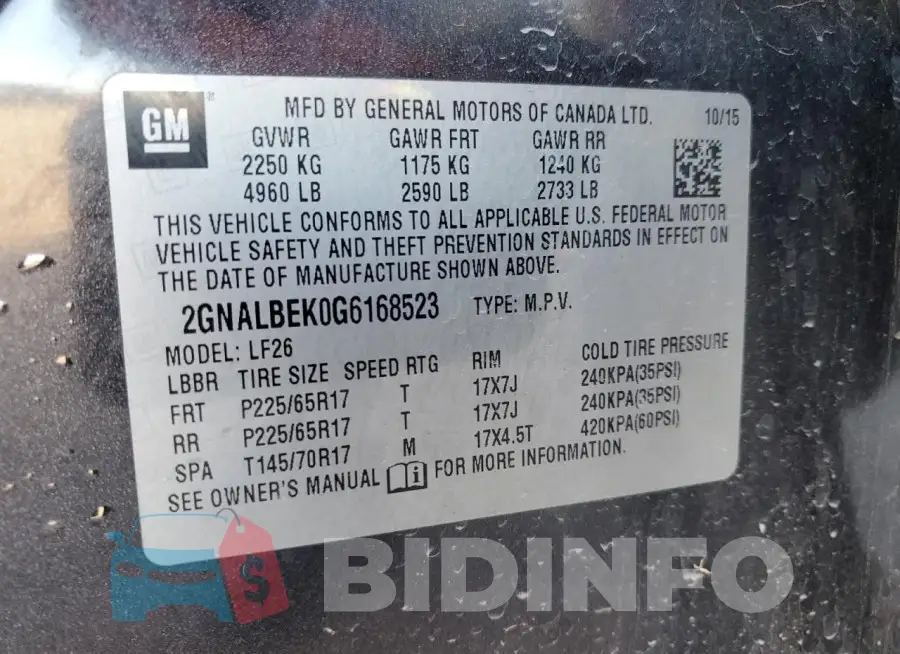 2GNALBEK0G6168523 Photo# 12