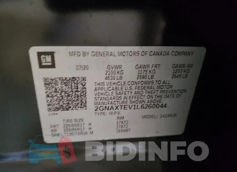 2GNAXTEV1L6260044 Photo# 13