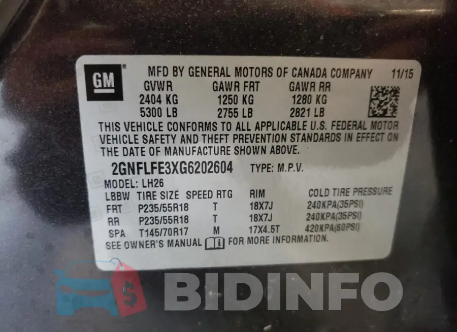 2GNFLFE3XG6202604 Photo# 13