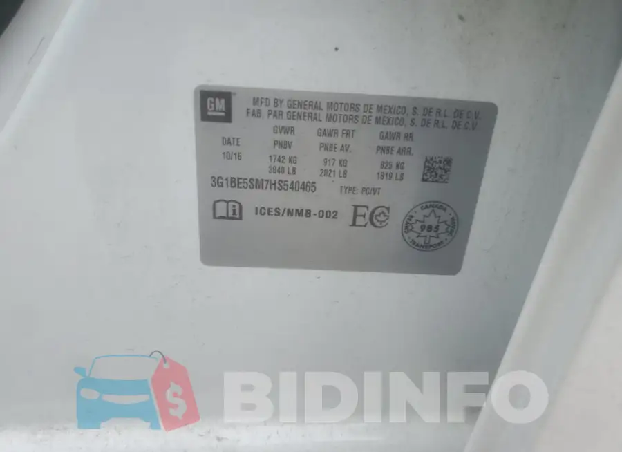3G1BE5SM7HS540465 Photo# 12