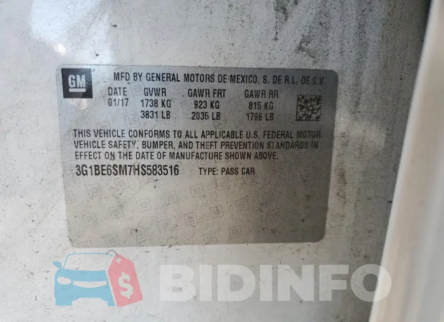 3G1BE6SM7HS583516 Photo# 12