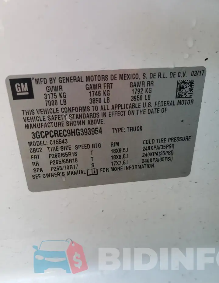 3GCPCREC9HG393954 Photo# 12
