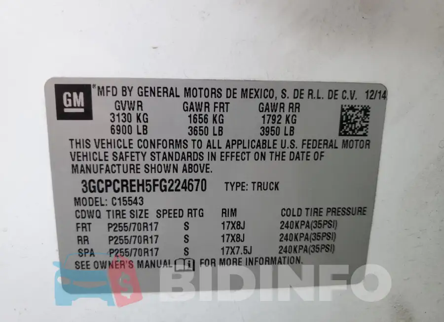 3GCPCREH5FG224670 Photo# 12