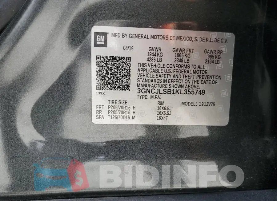 3GNCJLSB1KL355749 Photo# 12