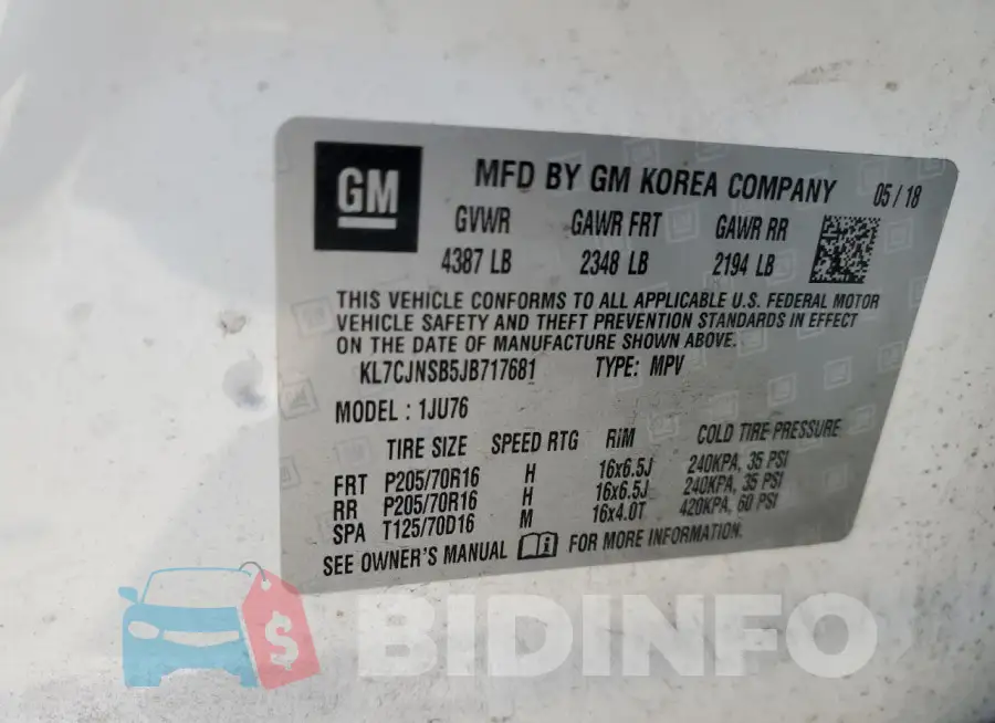 KL7CJNSB5JB717681 Photo# 13