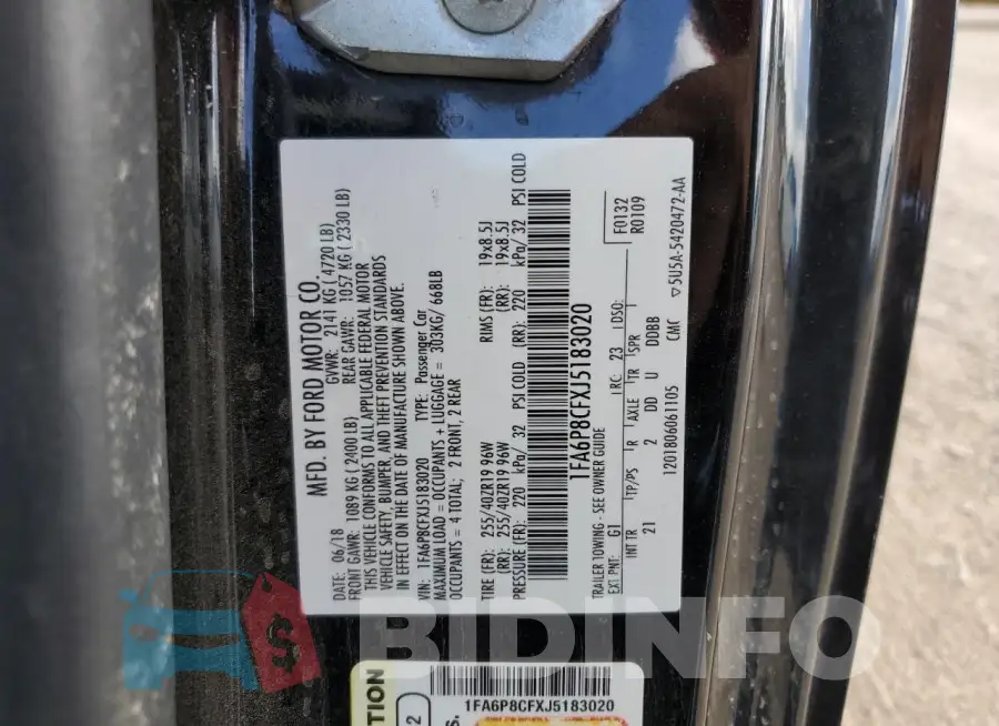 1FA6P8CFXJ5183020 Photo# 13