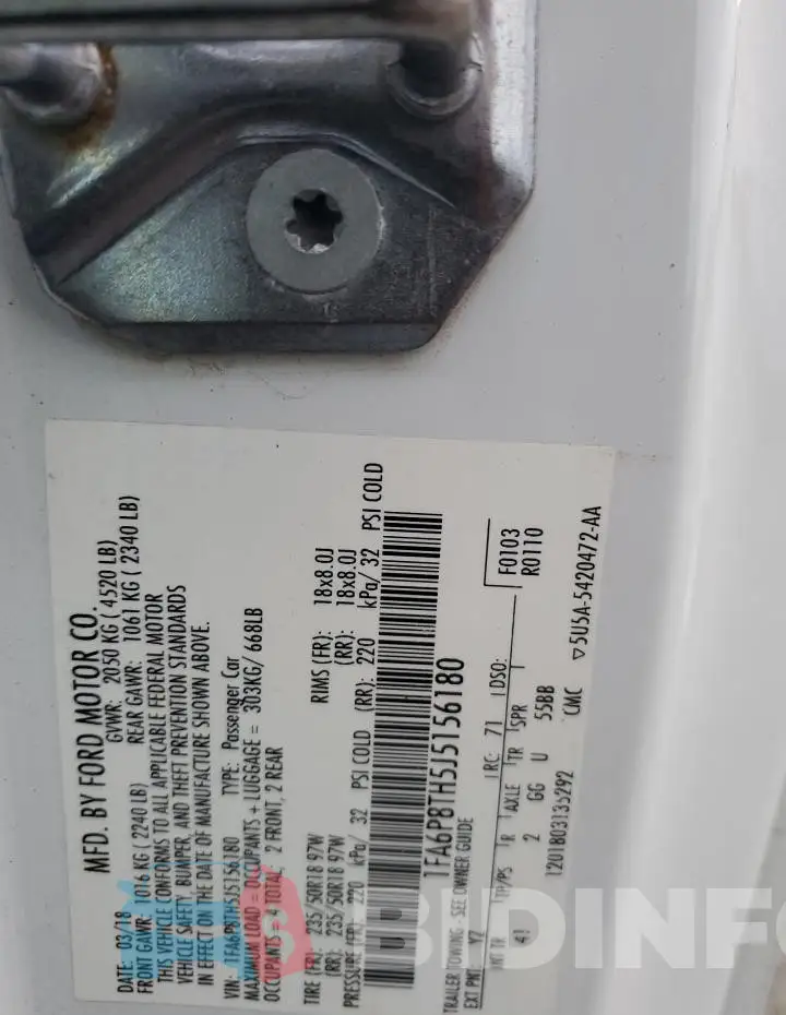 1FA6P8TH5J5156180 Photo# 13