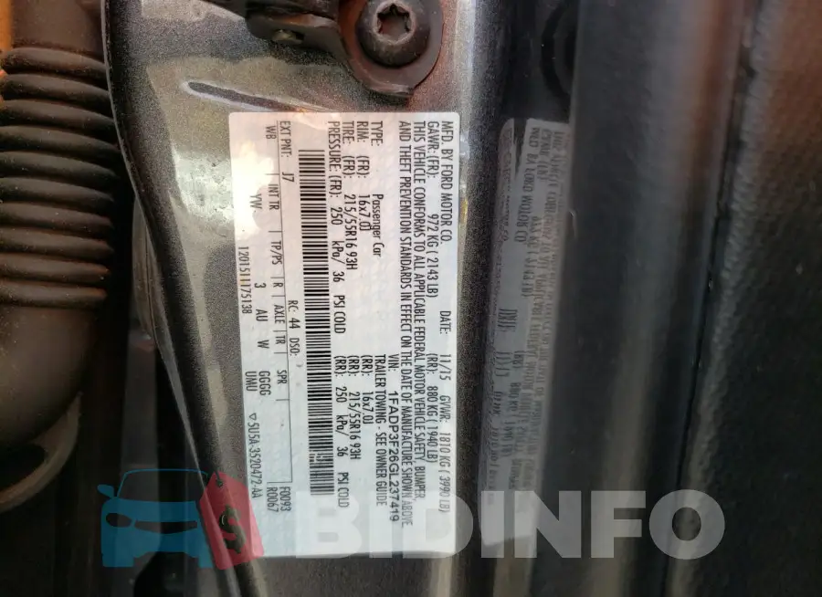 1FADP3F26GL237419 Photo# 12