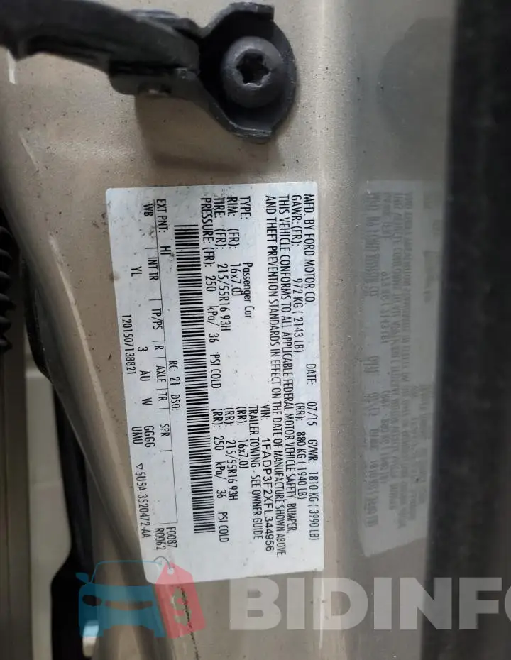 1FADP3F2XFL344956 Photo# 12