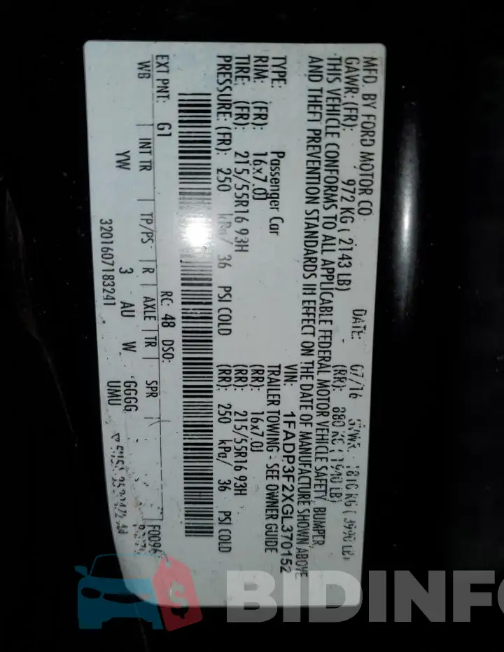 1FADP3F2XGL370152 Photo# 12