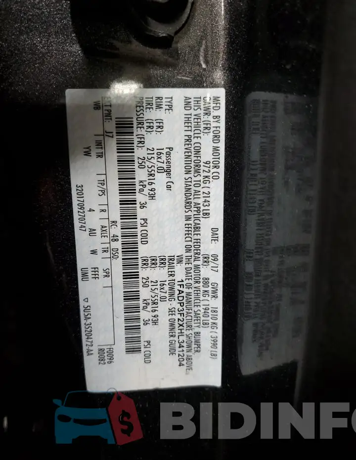 1FADP3F2XHL341204 Photo# 12