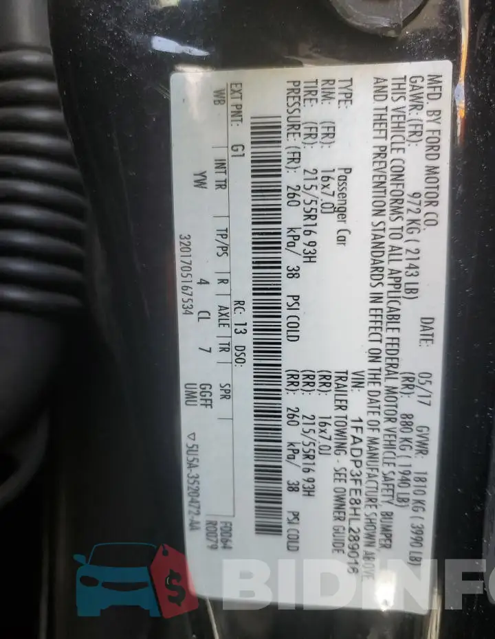 1FADP3FE8HL289016 Photo# 12