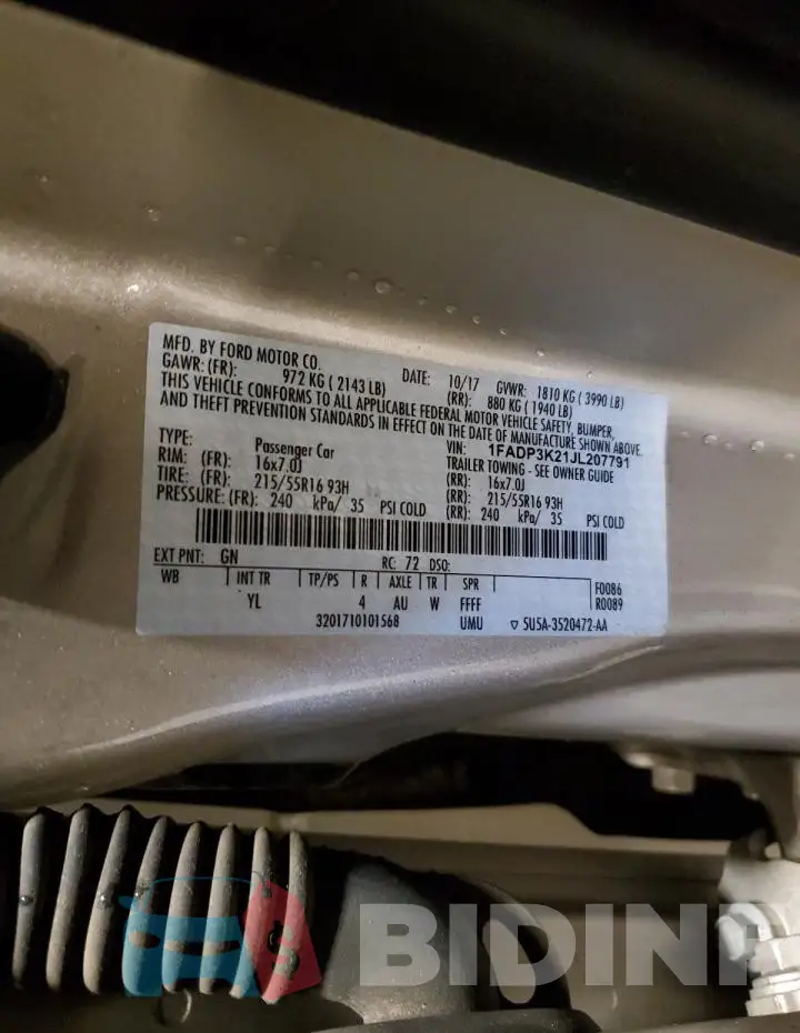 1FADP3K21JL207791 Photo# 12
