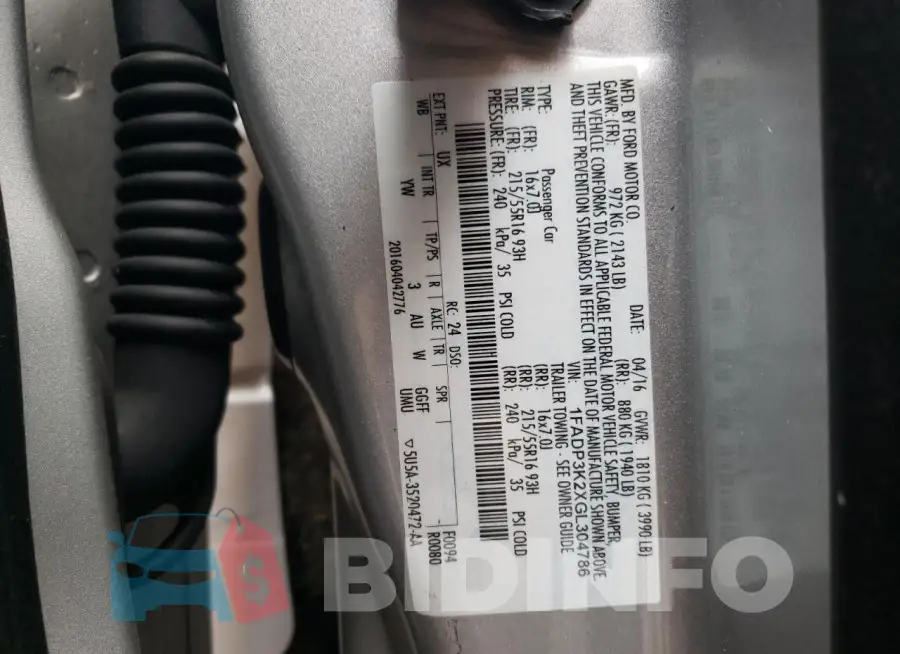 1FADP3K2XGL304786 Photo# 13