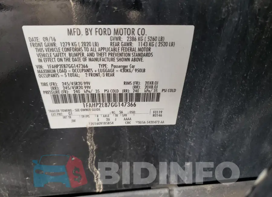 1FAHP2E87GG147366 Photo# 12