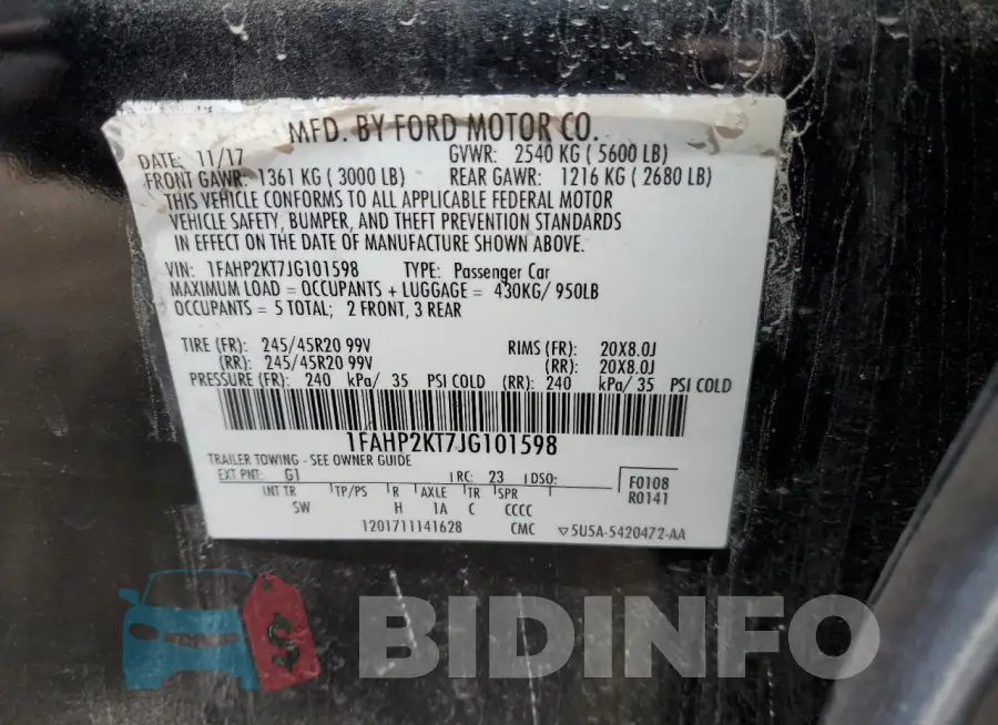 1FAHP2KT7JG101598 Photo# 13