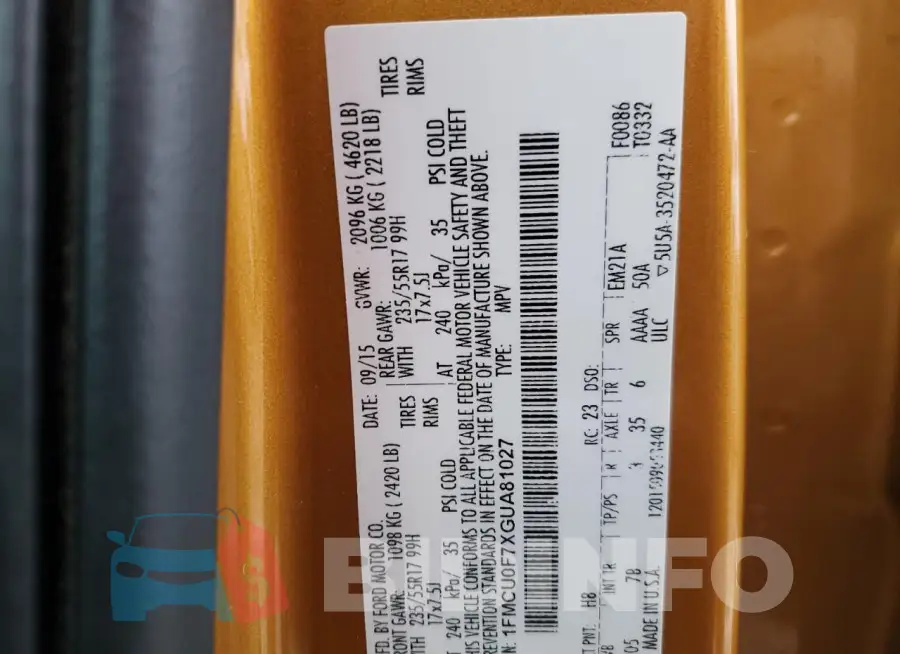 1FMCU0F7XGUA81027 Photo# 13