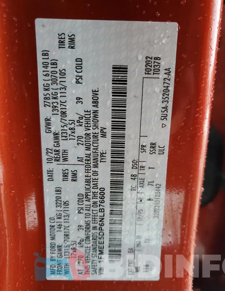 1FMEE5DP6NLB76600 Photo# 14