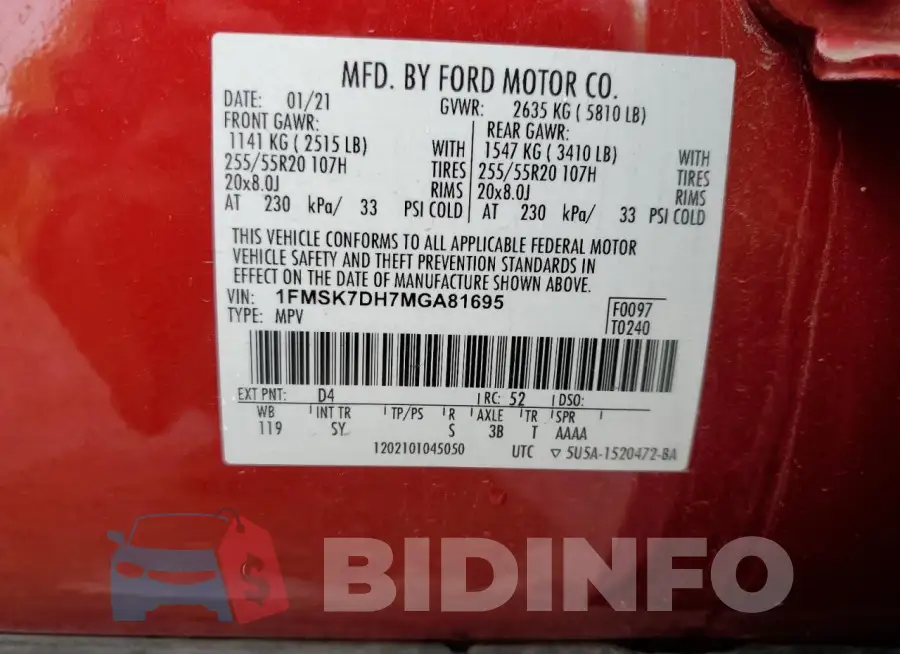 1FMSK7DH7MGA81695 Photo# 12