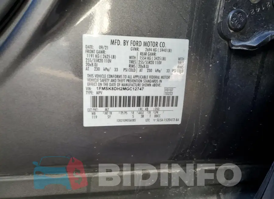 1FMSK8DH2MGC12747 Photo# 12