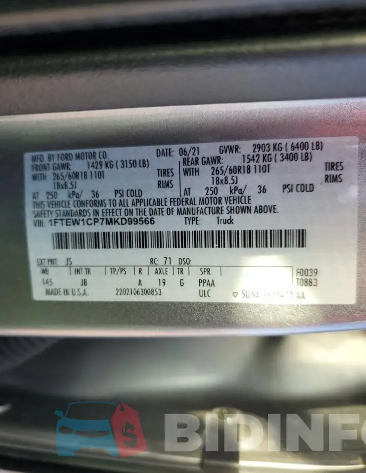 1FTEW1CP7MKD99566 Photo# 12