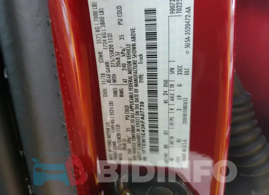 1FTEW1E43KFA07739 Photo# 12