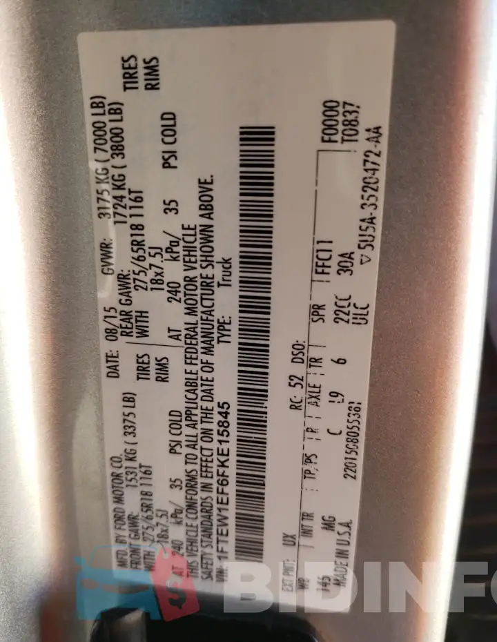 1FTEW1EF6FKE15845 Photo# 12