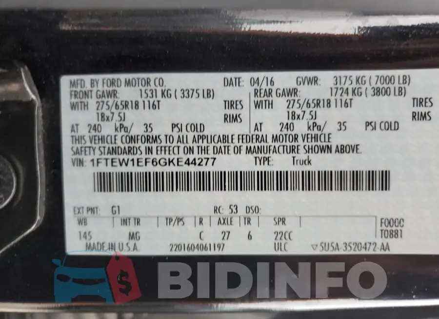 1FTEW1EF6GKE44277 Photo# 12