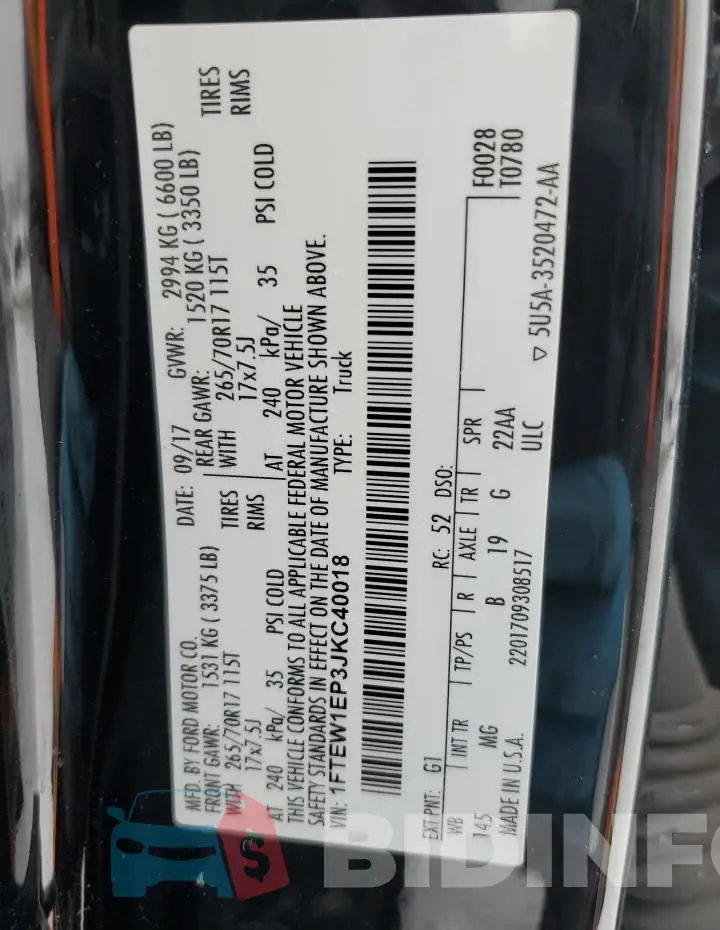 1FTEW1EP3JKC40018 Photo# 12