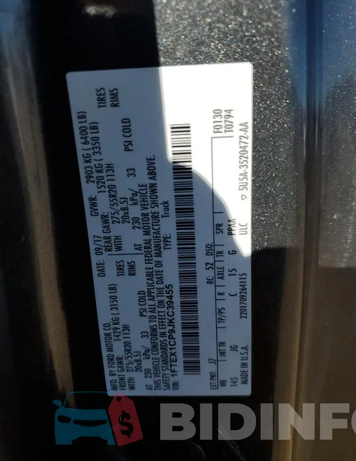 1FTEX1CP9JKC39455 Photo# 13